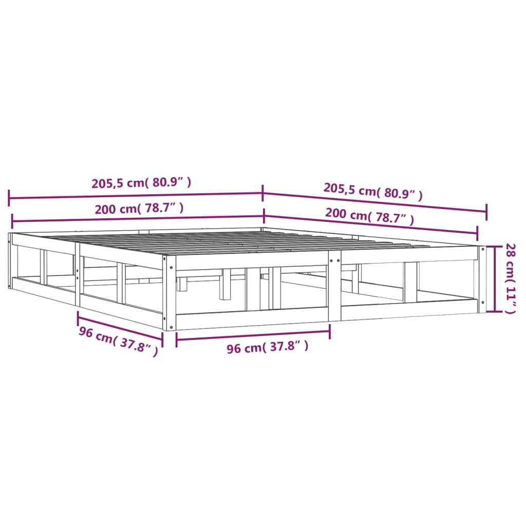 Giroletto Bianco 200x200 cm in Legno Massello - homemem39