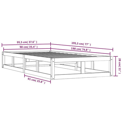 Giroletto Nero 90x190 cm Single in Legno Massello - homemem39