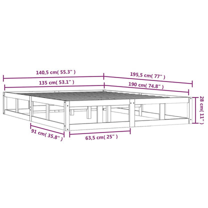 Giroletto Nero 135x190 cm 4FT6 Double in Legno Massello - homemem39