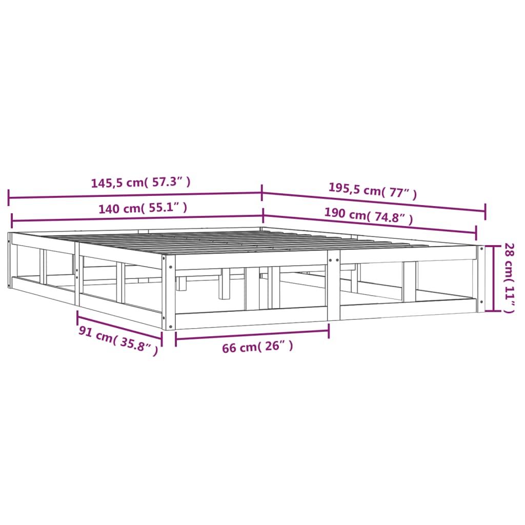 Giroletto 140x190 cm in Legno Massello - homemem39