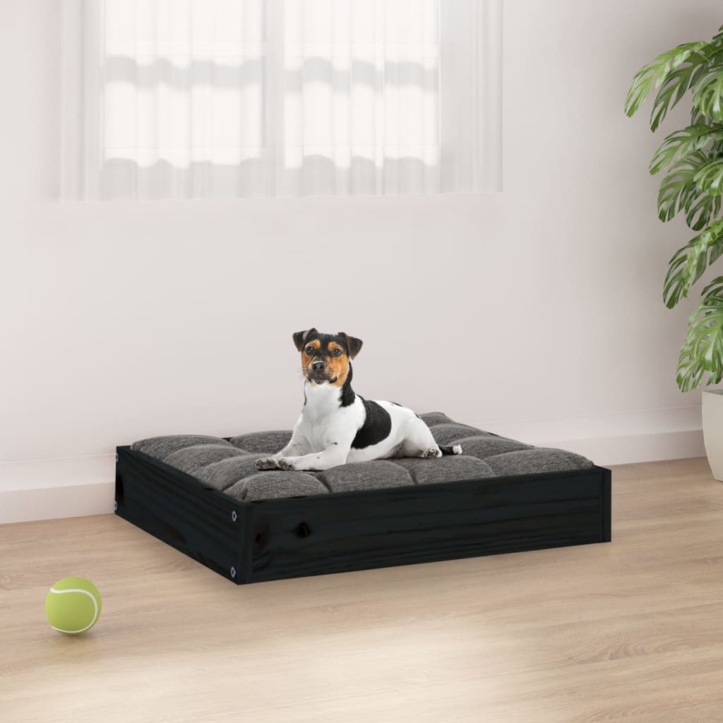 Cuccia per Cani Nera 51,5x44x9 cm in Legno Massello di Pino - homemem39