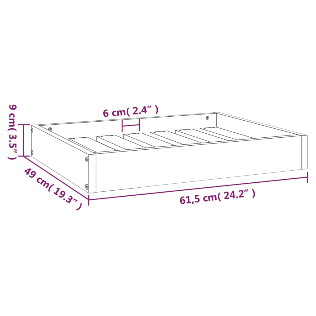 Cuccia per Cani Grigia 61,5x49x9 cm in Legno Massello di Pino - homemem39