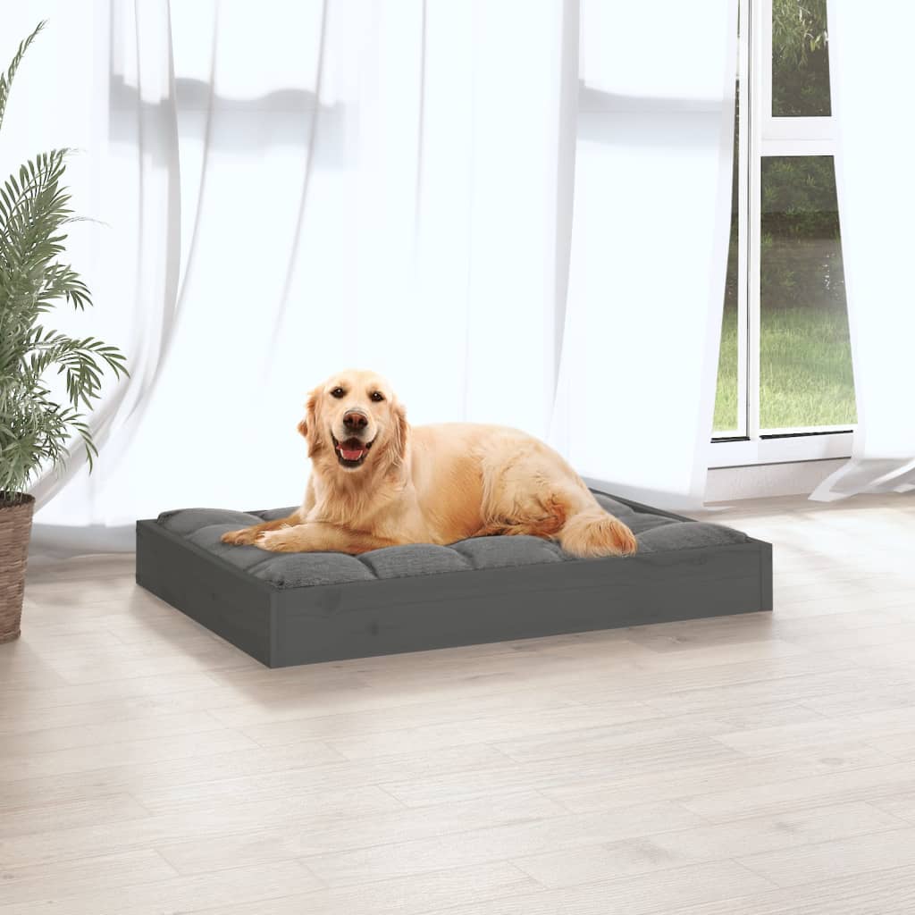 Cuccia per Cani Grigia 71,5x54x9 cm in Legno Massello di Pino - homemem39