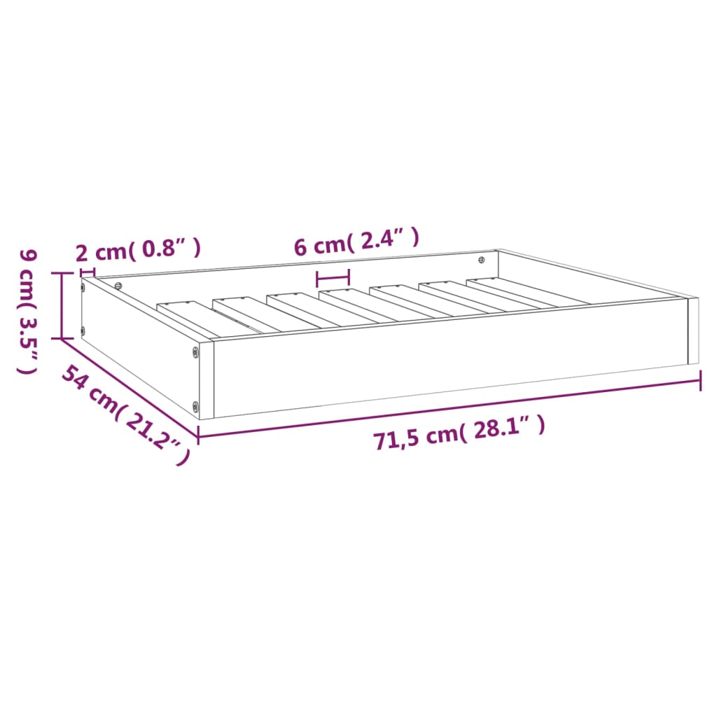 Cuccia per Cani Grigia 71,5x54x9 cm in Legno Massello di Pino - homemem39