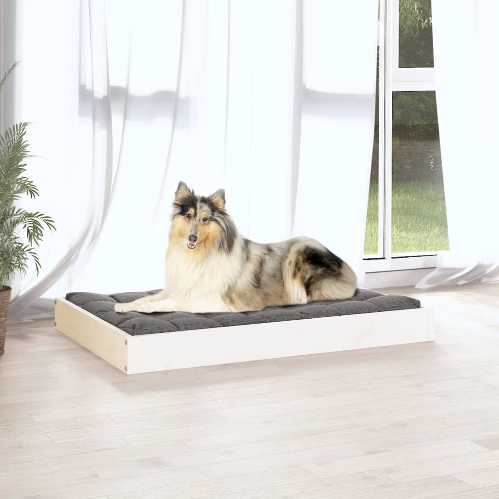 Cuccia per Cani Bianca 91,5x64x9 cm in Legno Massello di Pino - homemem39