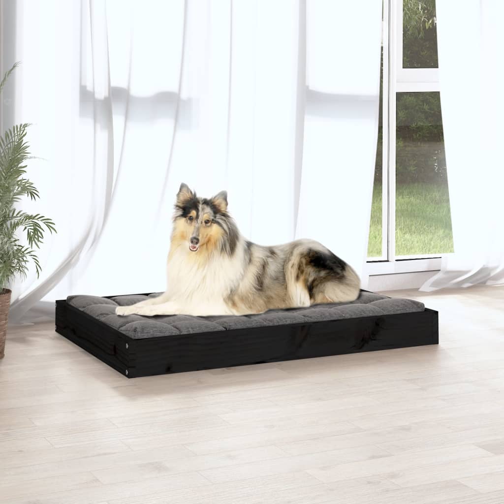 Cuccia per Cani Nera 91,5x64x9 cm in Legno Massello di Pino - homemem39