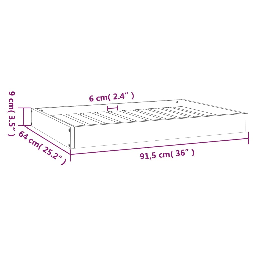 Cuccia per Cani Nera 91,5x64x9 cm in Legno Massello di Pino - homemem39