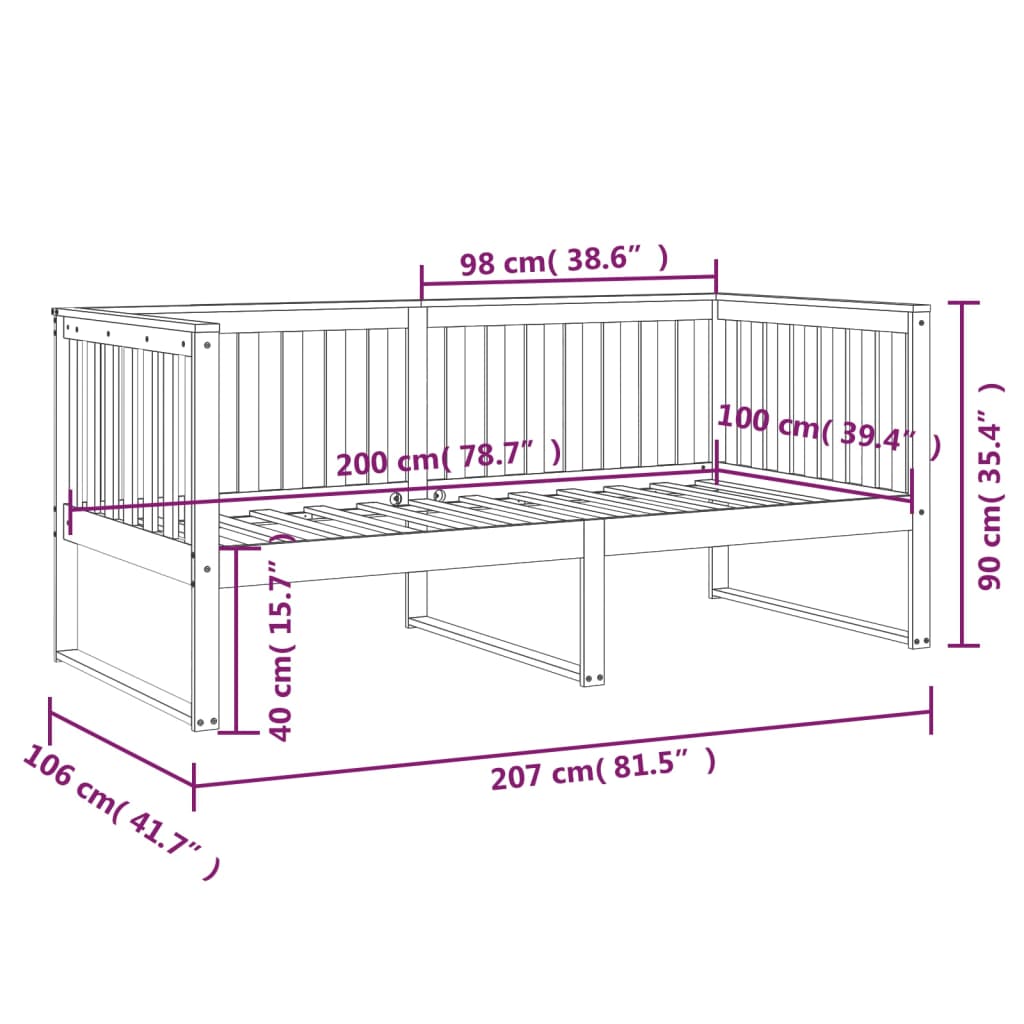 Dormeuse Miele 100x200 cm in Legno Massello di Pino - homemem39