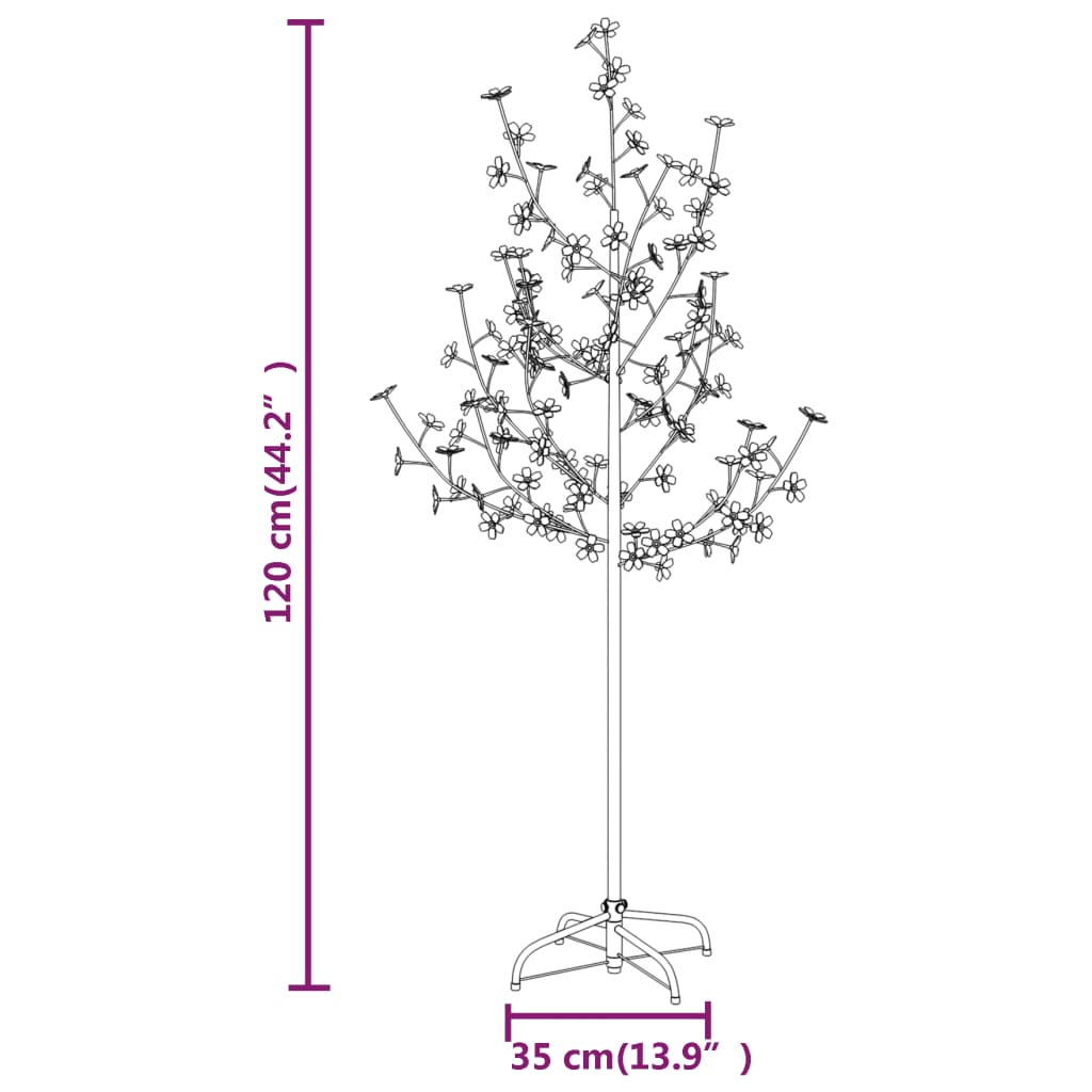 Albero di Ciliegio con 84 LED Bianco Caldo 120 cm - homemem39