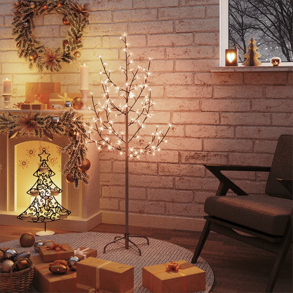 Albero di Ciliegio con 84 LED Bianco Caldo 120 cm - homemem39