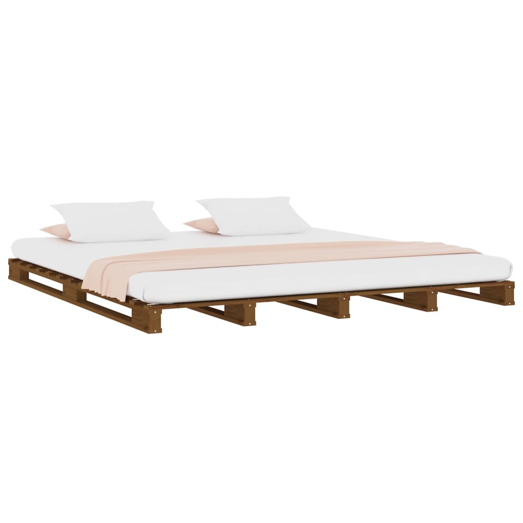 Letto a Pallet Miele 140x190 cm in Legno Massello di Pino - homemem39