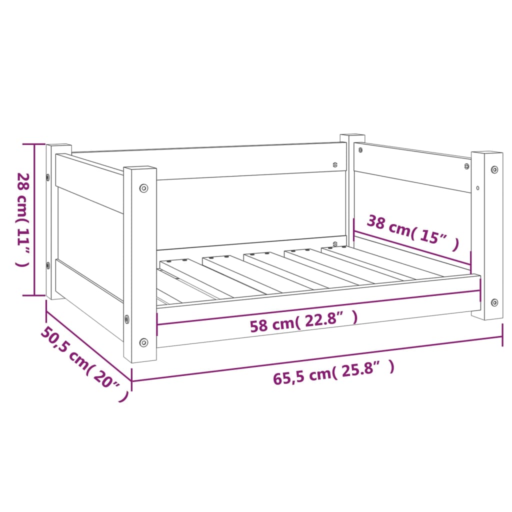 Cuccia per Cani Bianca 65,5x50,5x28cm in Legno Massello di Pino - homemem39