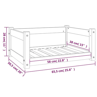 Cuccia per Cani Grigia 65,5x50,5x28cm in Legno Massello di Pino - homemem39