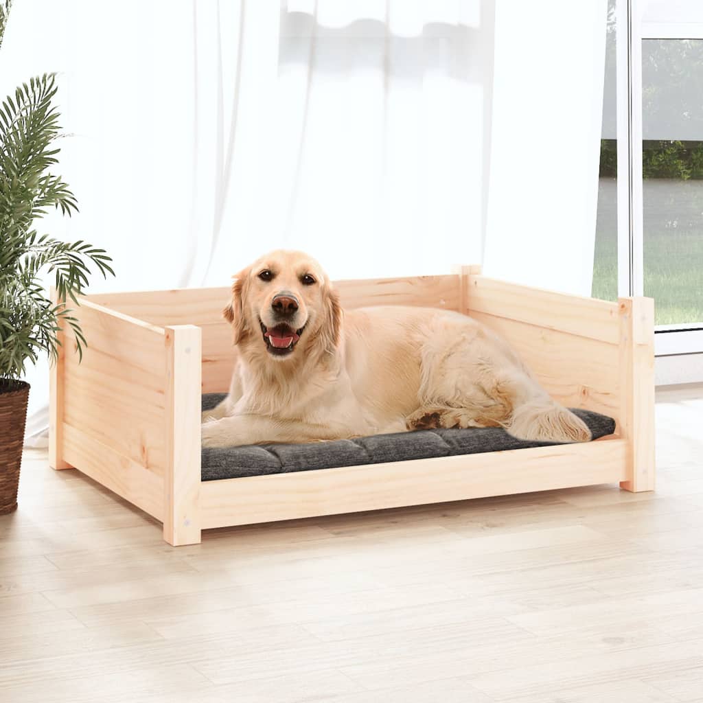 Cuccia per Cani 75,5x55,5x28 cm in Legno Massello di Pino - homemem39