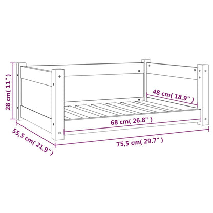 Cuccia per Cani 75,5x55,5x28 cm in Legno Massello di Pino - homemem39