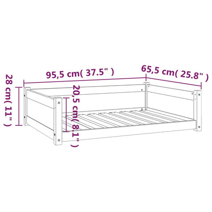 Cuccia per Cani Nera 95,5x65,5x28cm in Legno Massello di Pino - homemem39