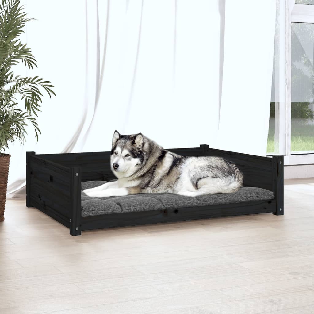 Cuccia per Cani Nera 105,5x75,5x28 cm Legno Massello di Pino - homemem39