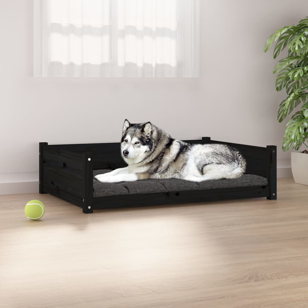 Cuccia per Cani Nera 105,5x75,5x28 cm Legno Massello di Pino - homemem39