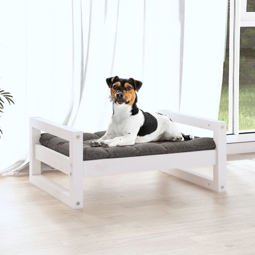 Cuccia per Cani Bianca 55,5x45,5x28cm in Legno Massello di Pino - homemem39