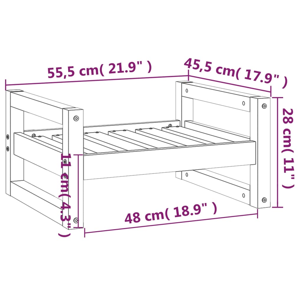 Cuccia per Cani Bianca 55,5x45,5x28cm in Legno Massello di Pino - homemem39