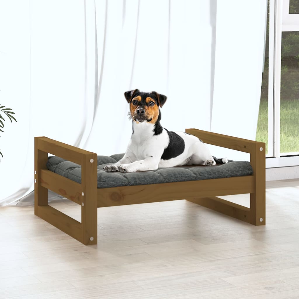 Cuccia per Cani Miele 55,5x45,5x28 cm Legno Massello di Pino - homemem39