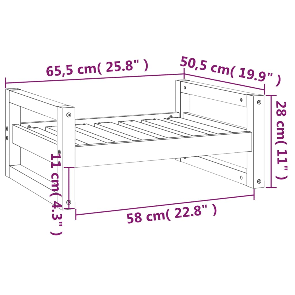 Cuccia per Cani Bianca 65,5x50,5x28cm in Legno Massello di Pino - homemem39