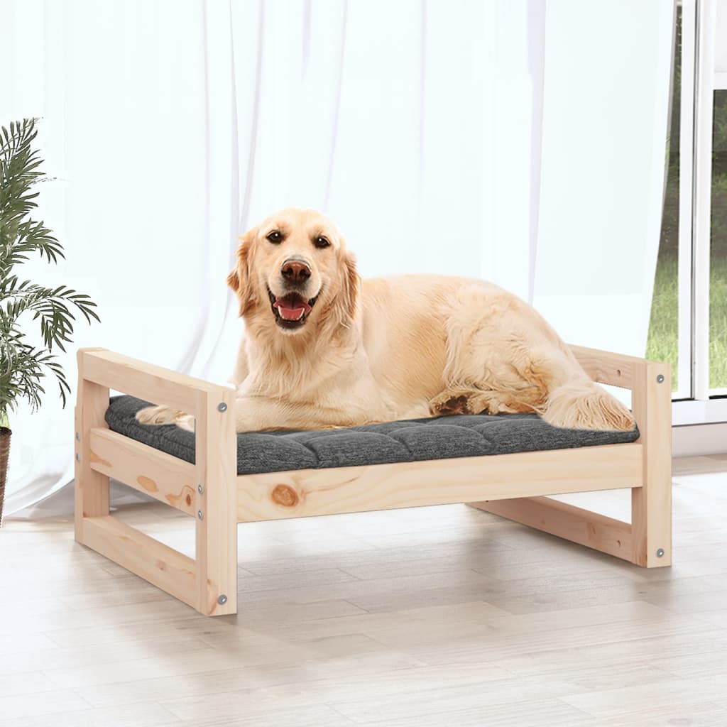 Cuccia per Cani 75,5x55,5x28 cm in Legno Massello di Pino - homemem39