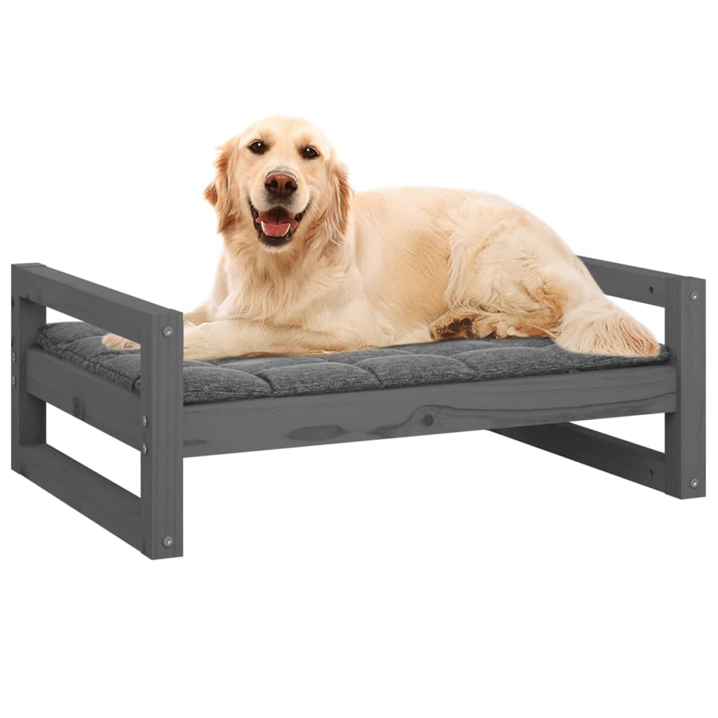 Cuccia per Cani Grigia 75,5x55,5x28cm in Legno Massello di Pino - homemem39