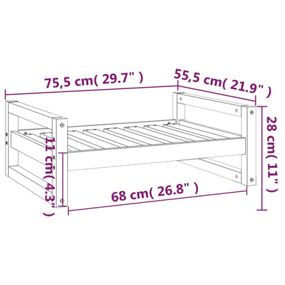 Cuccia per Cani Grigia 75,5x55,5x28cm in Legno Massello di Pino - homemem39