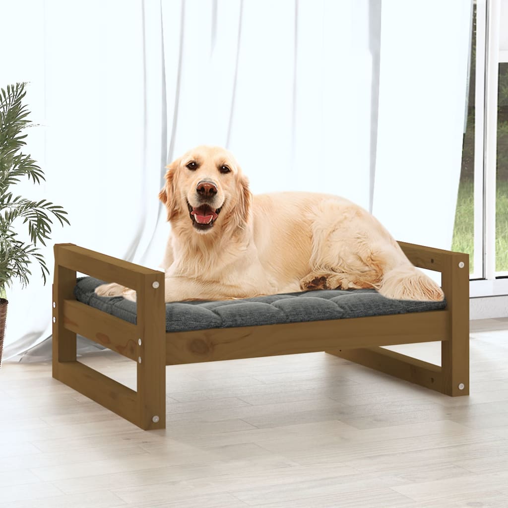 Cuccia per Cani Miele 75,5x55,5x28cm in Legno Massello di Pino - homemem39