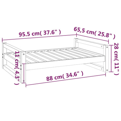 Cuccia per Cani 95,5x65,5x28 cm in Legno Massello di Pino - homemem39