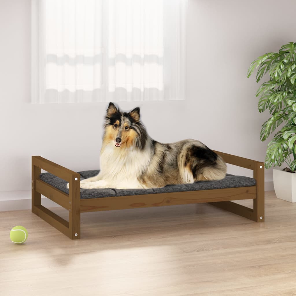 Cuccia per Cani Miele 95,5x65,5x28cm in Legno Massello di Pino - homemem39