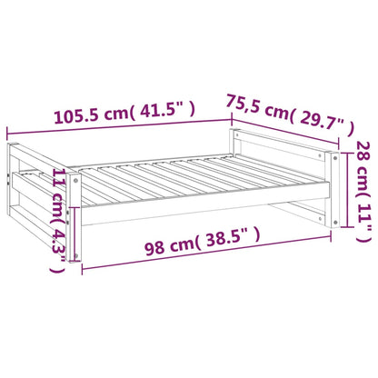 Cuccia per Cani Bianca 105,5x75,5x28 cm Legno Massello di Pino - homemem39