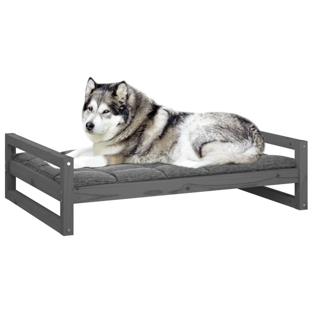 Cuccia per Cani Grigia 105,5x75,5x28 cm Legno Massello di Pino - homemem39