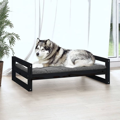 Cuccia per Cani Nera 105,5x75,5x28 cm Legno Massello di Pino - homemem39