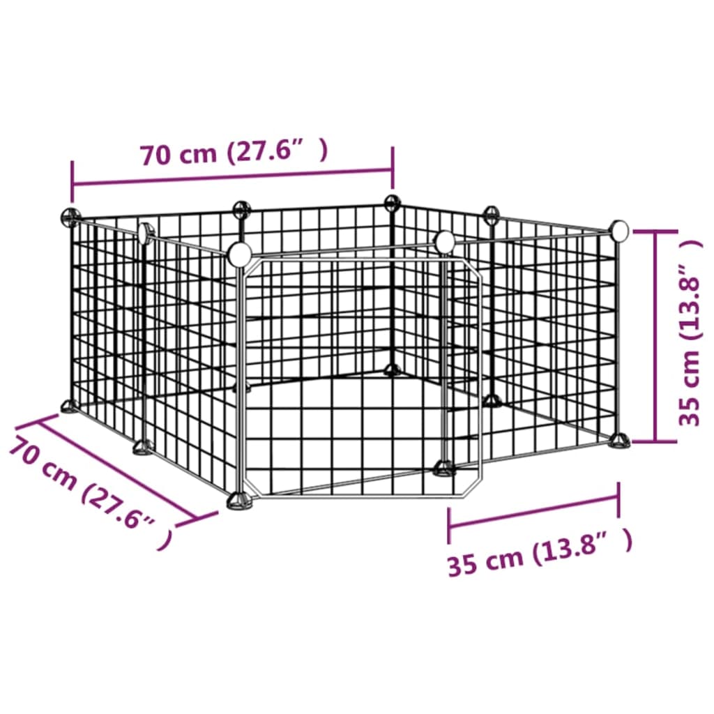 Gabbia per Animali 8 Pannelli con Porta Nero 35x35 cm Acciaio - homemem39