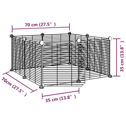 Gabbia per Animali 8 Pannelli con Porta Nero 35x35 cm Acciaio - homemem39