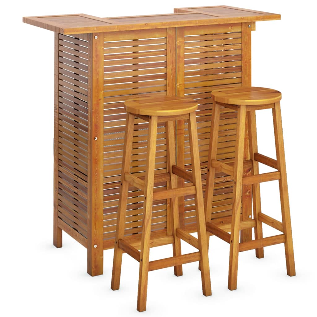 Set da Bar per Giardino 3 pz in Legno Massello di Acacia - homemem39