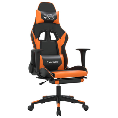 Sedia Gaming Massaggio Poggiapiedi Nero e Arancione Similpelle - homemem39