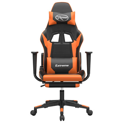 Sedia Gaming Massaggio Poggiapiedi Nero e Arancione Similpelle - homemem39