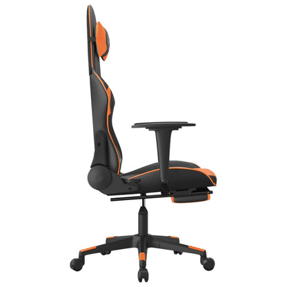 Sedia Gaming Massaggio Poggiapiedi Nero e Arancione Similpelle - homemem39