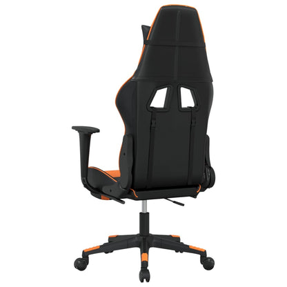 Sedia Gaming Massaggio Poggiapiedi Nero e Arancione Similpelle - homemem39