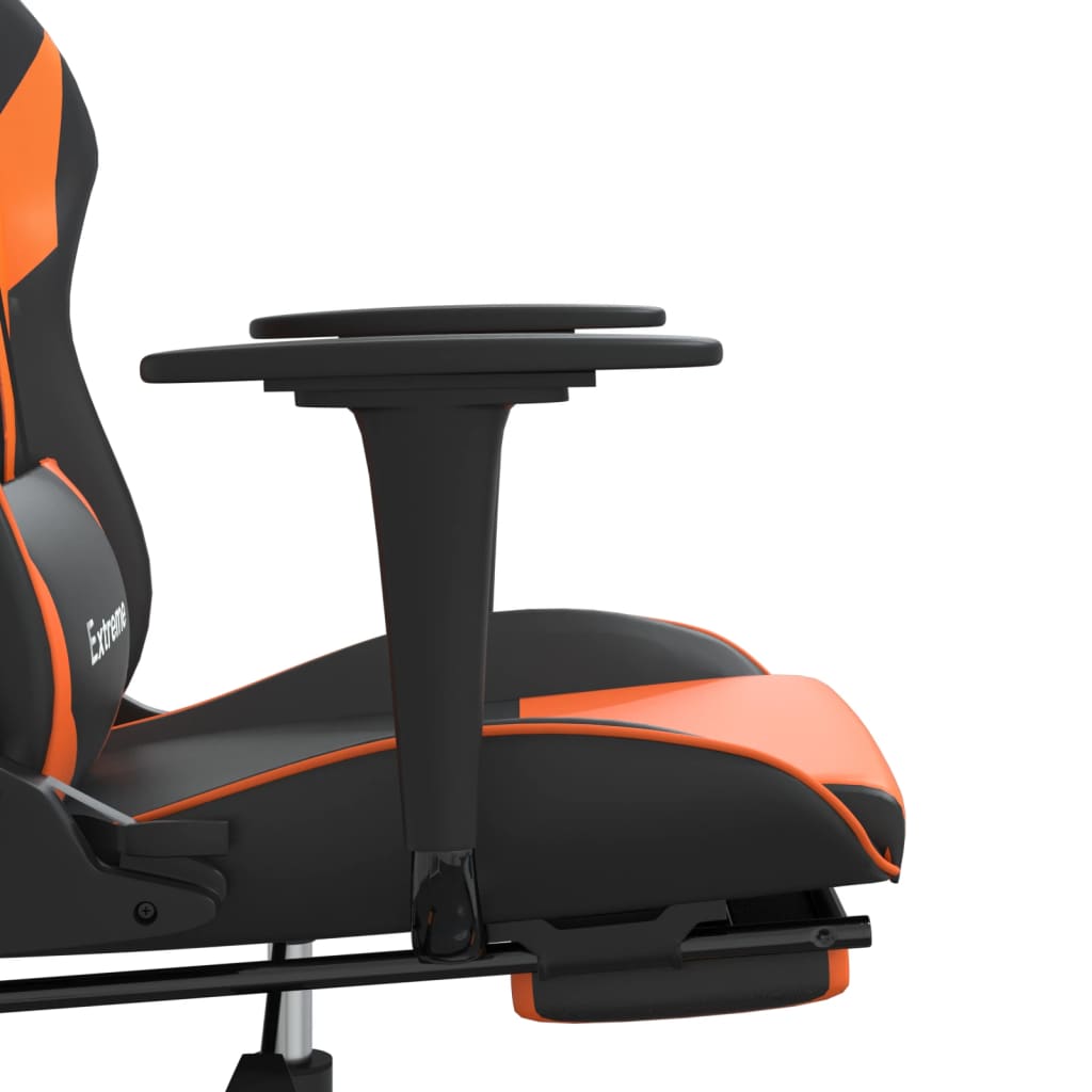 Sedia Gaming Massaggio Poggiapiedi Nero e Arancione Similpelle - homemem39