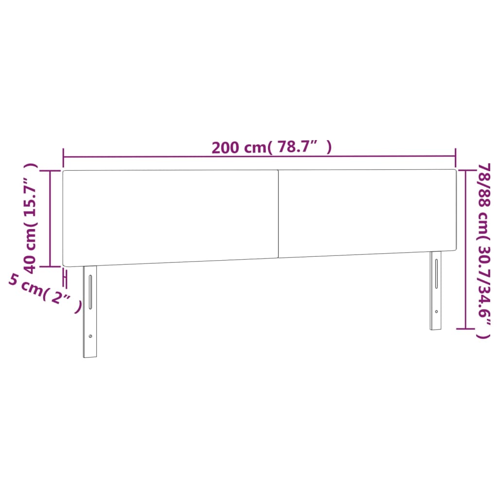 Testiere 2 pz Nere 100x5x78/88 cm in Velluto - homemem39