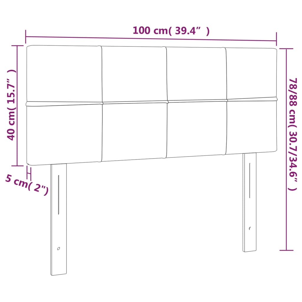 Testiera Nera 100x5x78/88 cm in Tessuto - homemem39