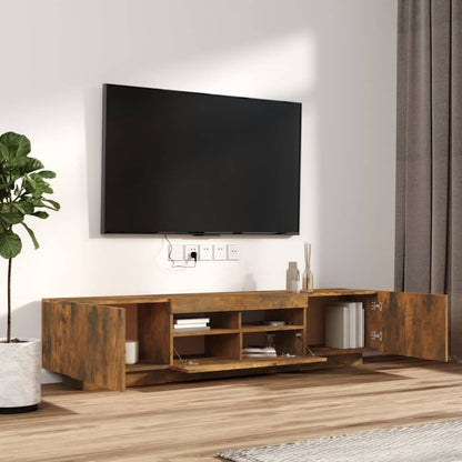 Set Mobili TV 2pz con Luci LED Rovere Fumo in Legno Multistrato - homemem39