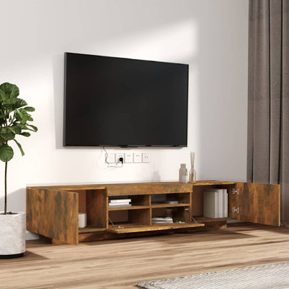 Set Mobili TV 2pz con Luci LED Rovere Fumo in Legno Multistrato - homemem39