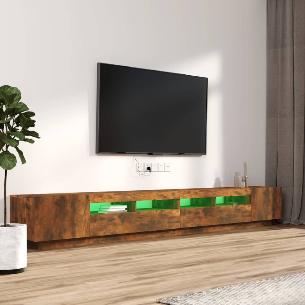 Set Mobili TV 3pz con Luci LED Rovere Fumo in Legno Multistrato - homemem39