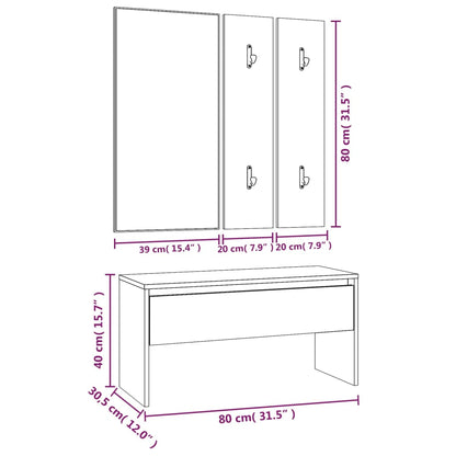 Set di Mobili da Corridoio Grigio Sonoma in Legno Multistrato - homemem39