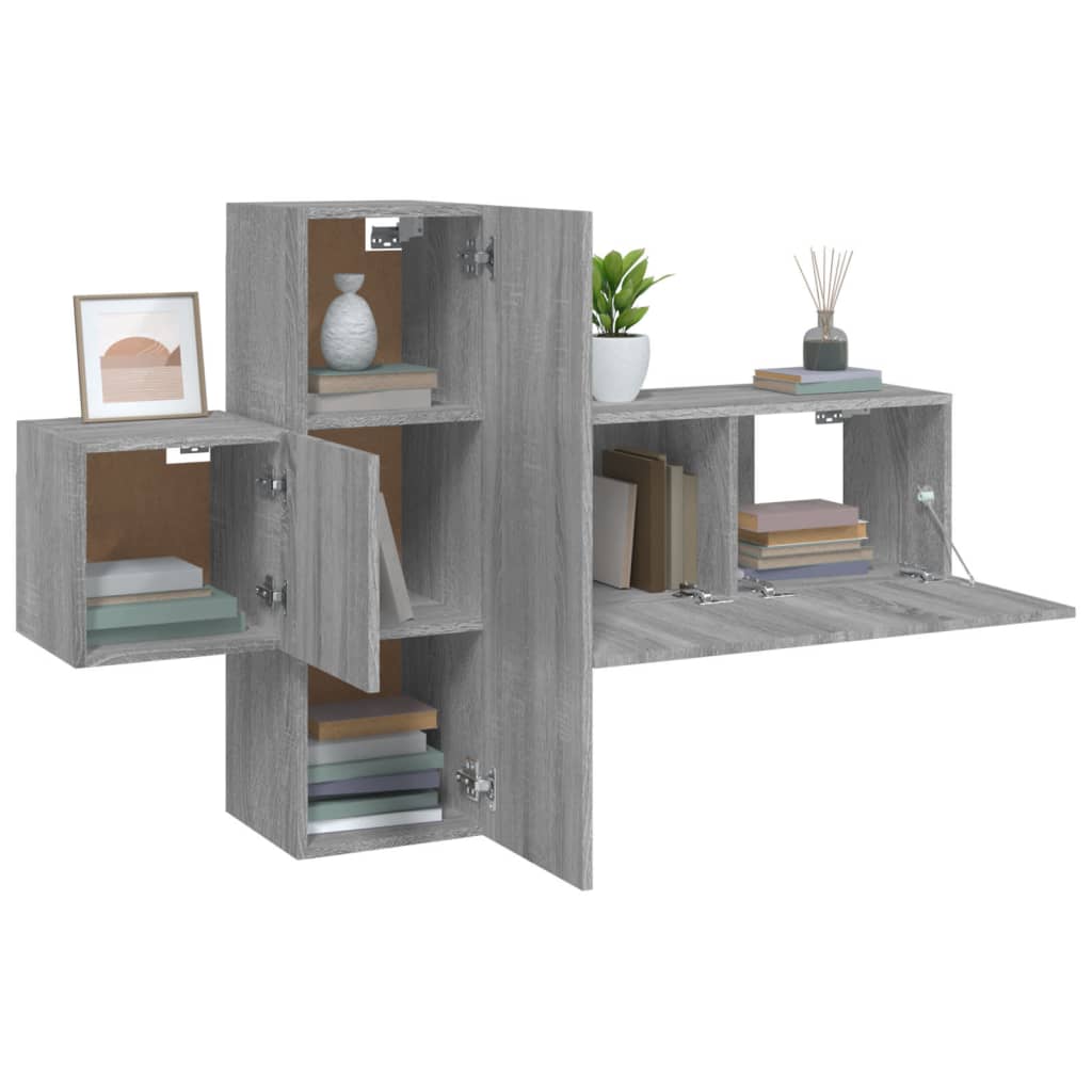 Set Mobili Porta TV 3 pz Grigio Sonoma in Legno Multistrato - homemem39